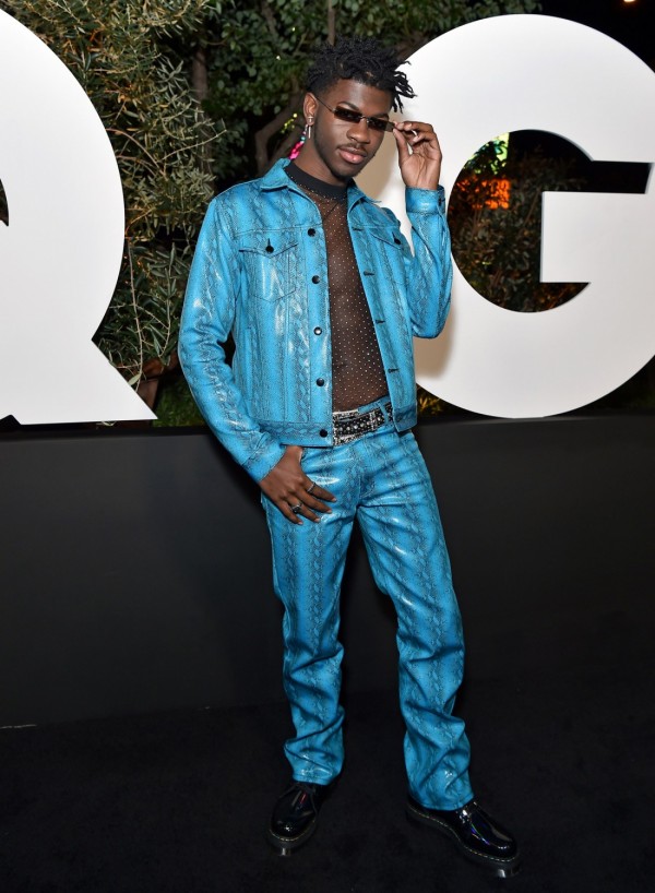 Lil Nas X Instyle with His New Curly Bangs and Gucci Suit in the Billboard Music Awards