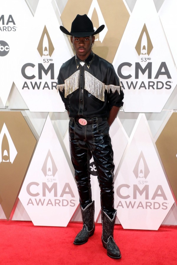 Lil Nas X Instyle with His New Curly Bangs and Gucci Suit in the Billboard Music Awards