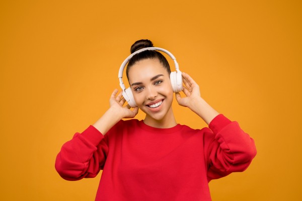 Woman listening to music - headphones