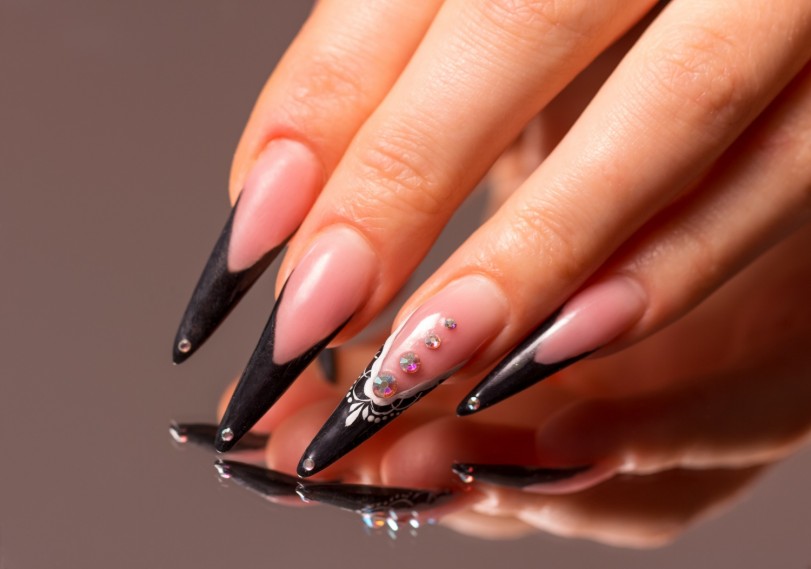 black french tips nails black french tips nails