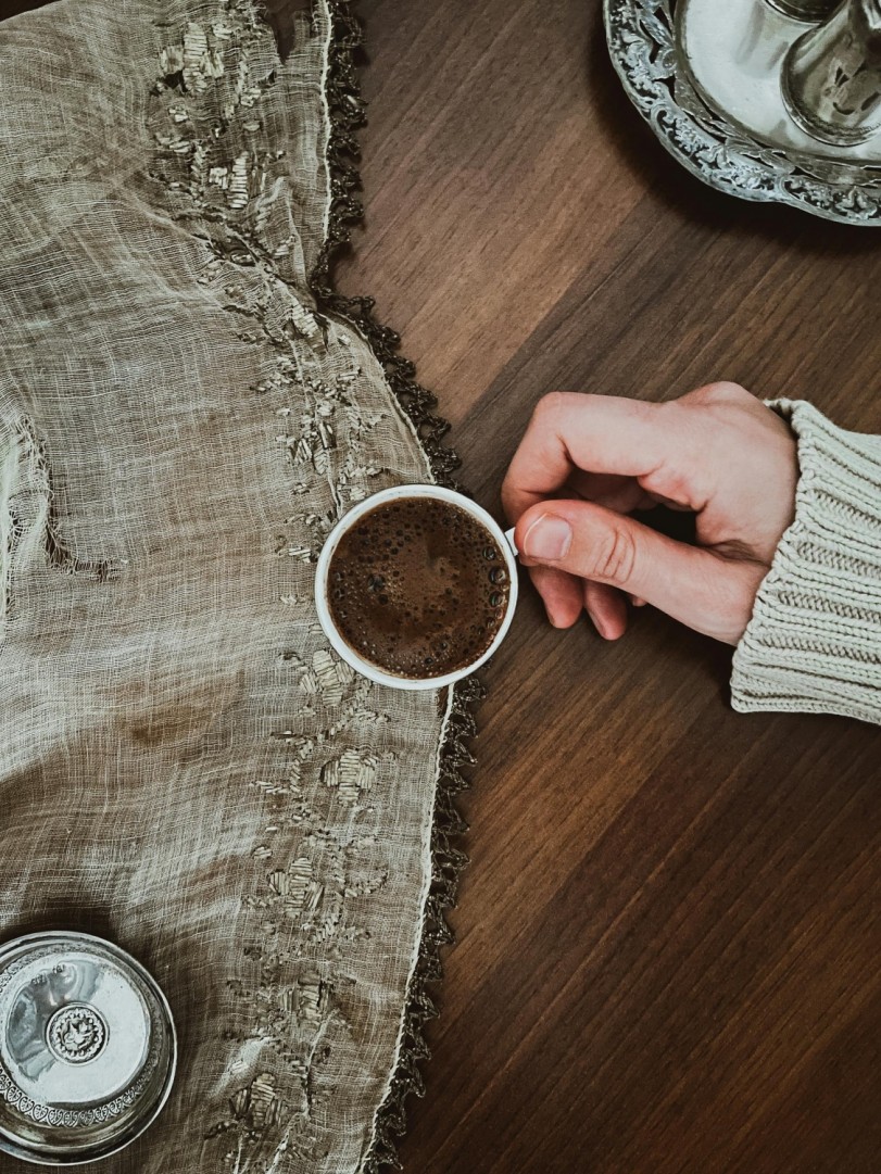 Woman coffee makeup