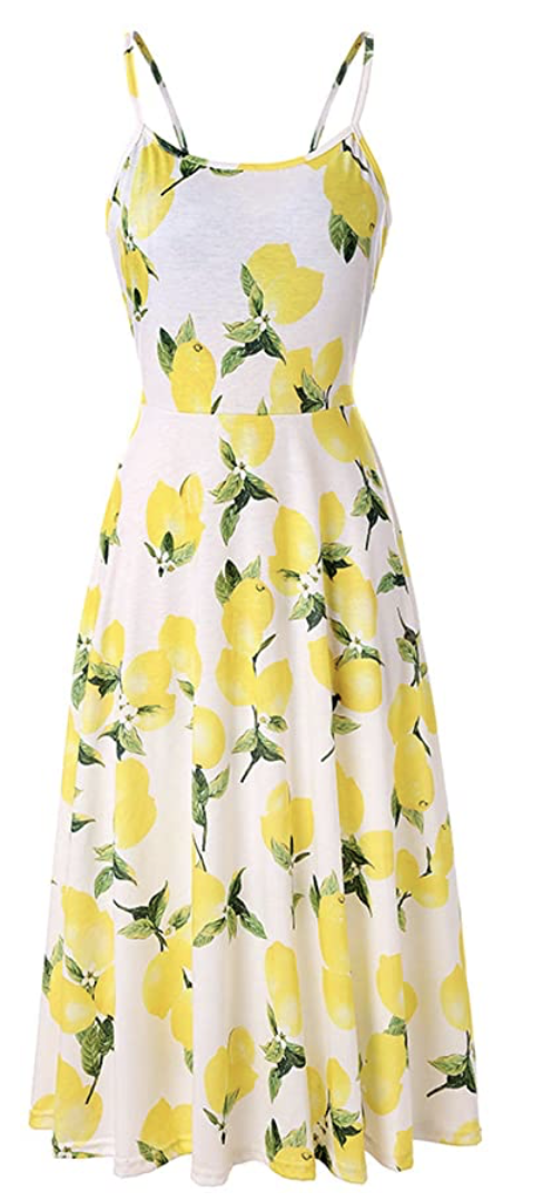 Pizoff Lemon-Print Midi Dress