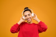 Woman listening to music - headphones